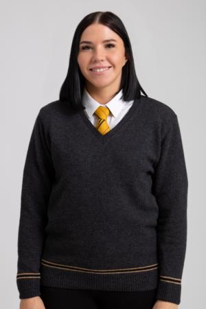 CANARY YELLOW AND BLACK SWEATER 100% LAMBSWOOL